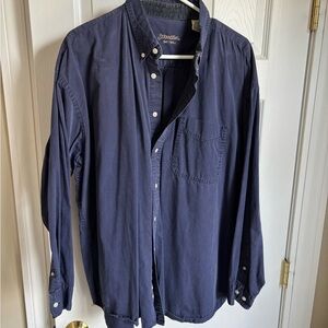 St. John's Bay Navy Button-Down Long Sleeve Shirt